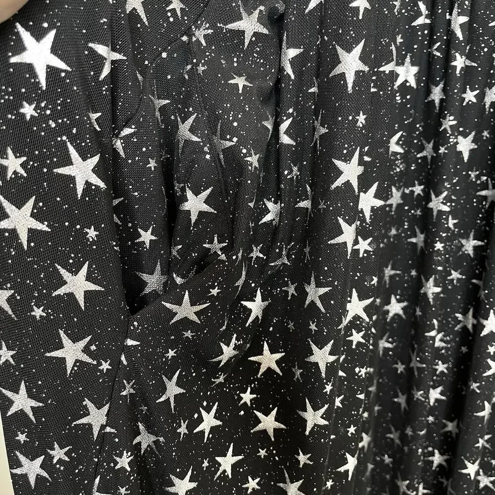 Cosmic Aura Star Silver Foil Mesh Tiered Maxi Dress Womens Plus 4X Whimsigoth 4 - Picture 10 of 11